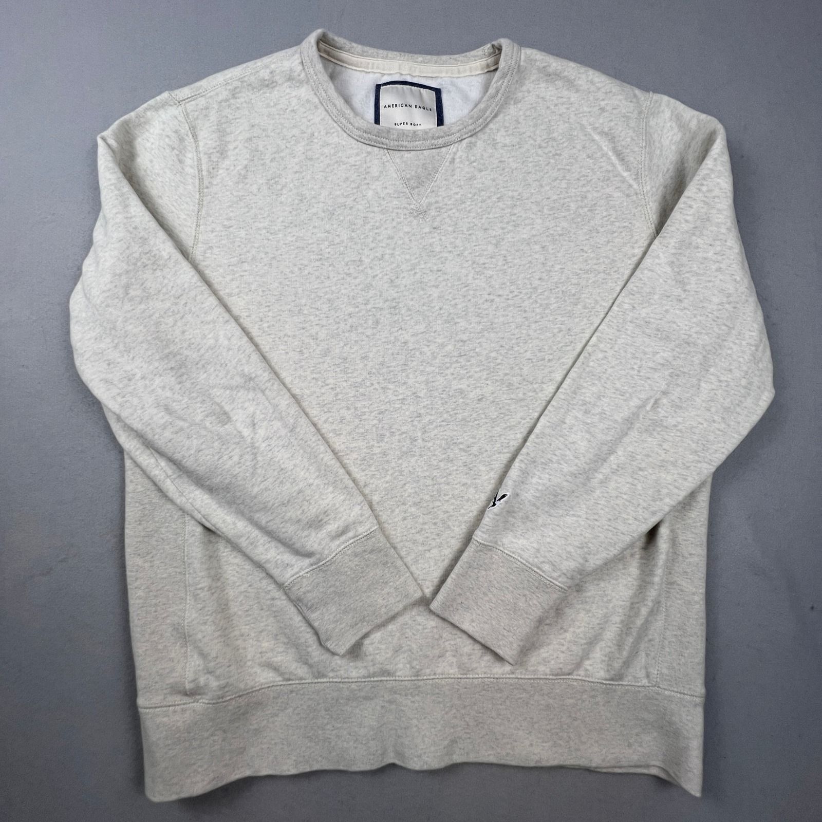 American Eagle Sweatshirt Mens Large Grey Super Soft Fleece Pullover Basic